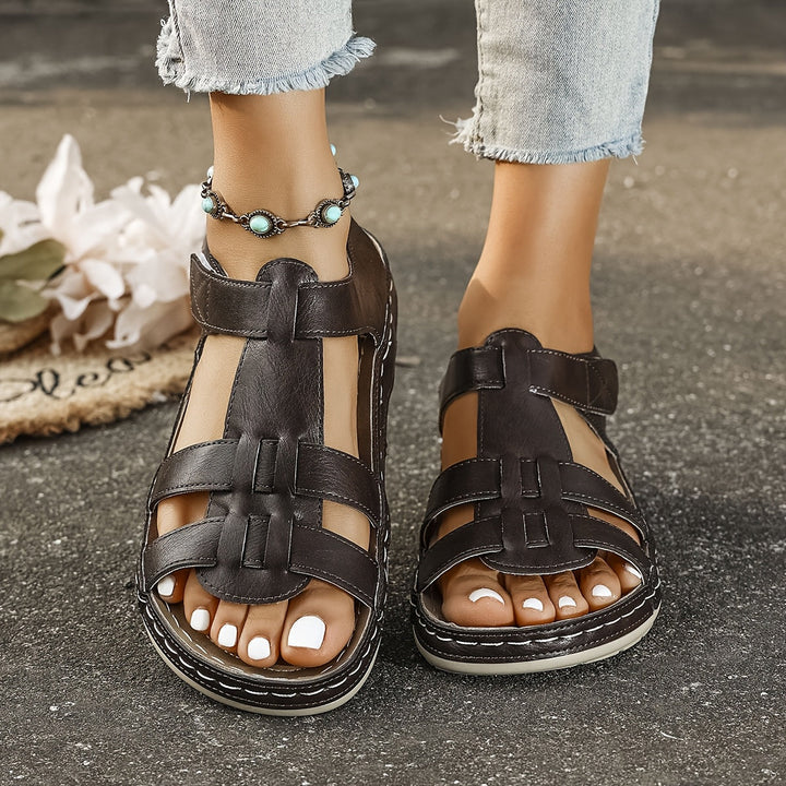 Front view of women's stylish casual sandals, comfortable and lightweight for summer fashion.