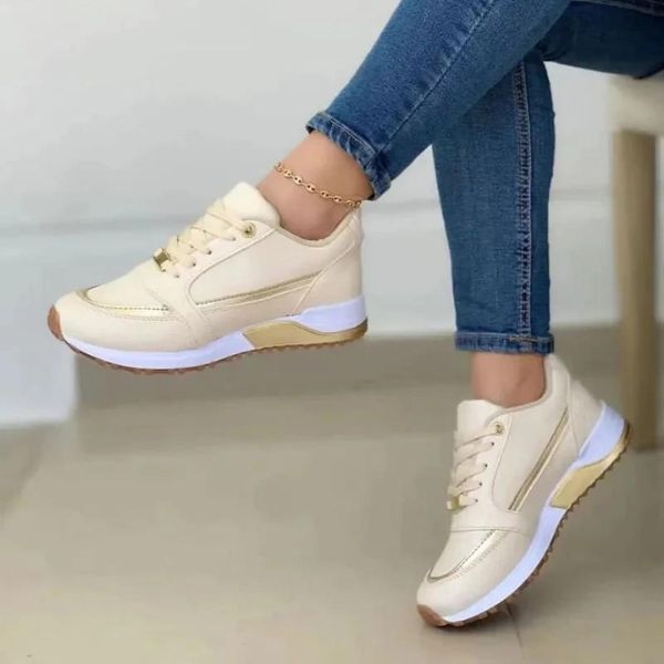 Trendy women's fashion footwear: chunky sole athletic shoes with secure lace-up design for ultimate comfort.