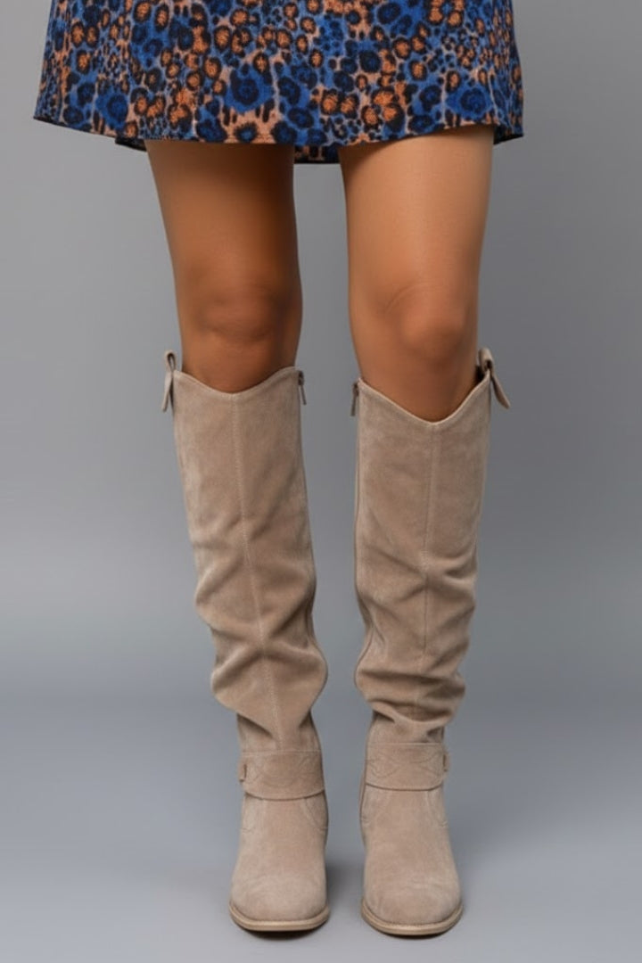 Comfortable women's knee-high boots with adjustable straps, ideal for fall & winter fashion.