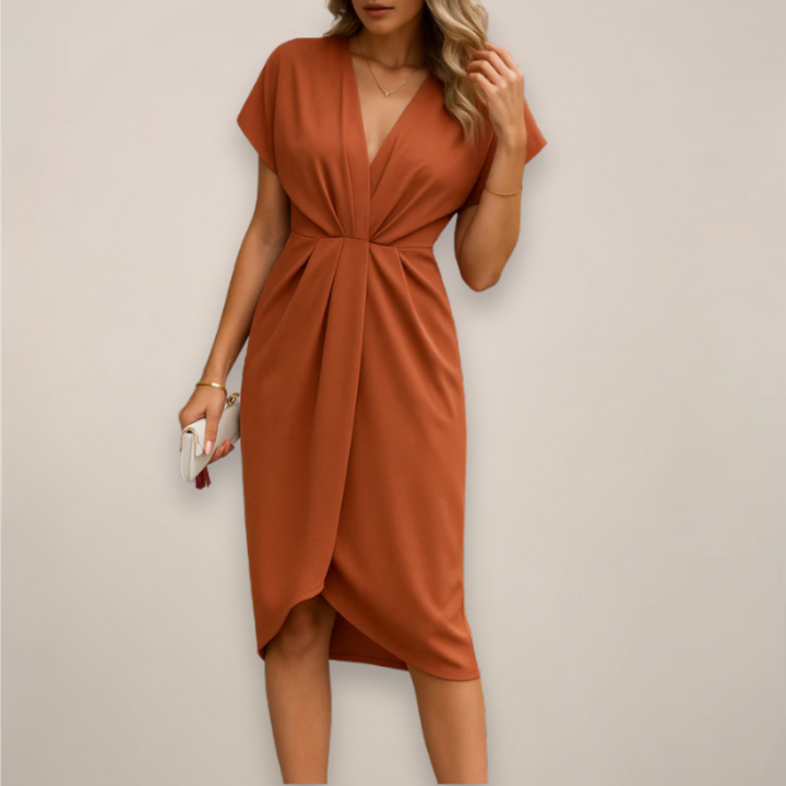 Comfortable & stylish women's midi wrap dress, feminine fashion for every occasion.