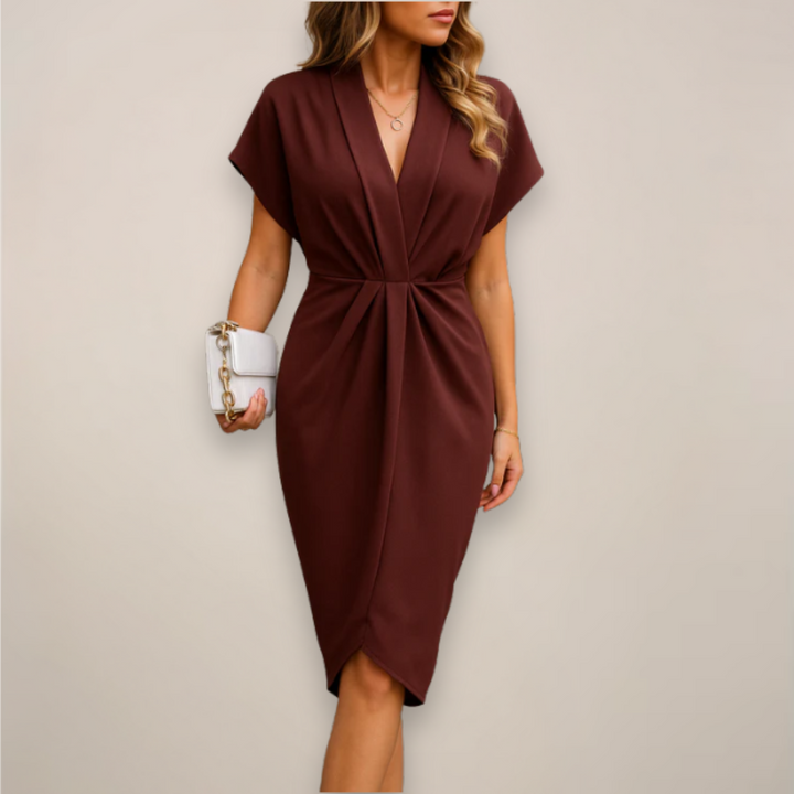 Sophisticated women's midi wrap dress with comfortable fit, ideal for day-to-night elegance.