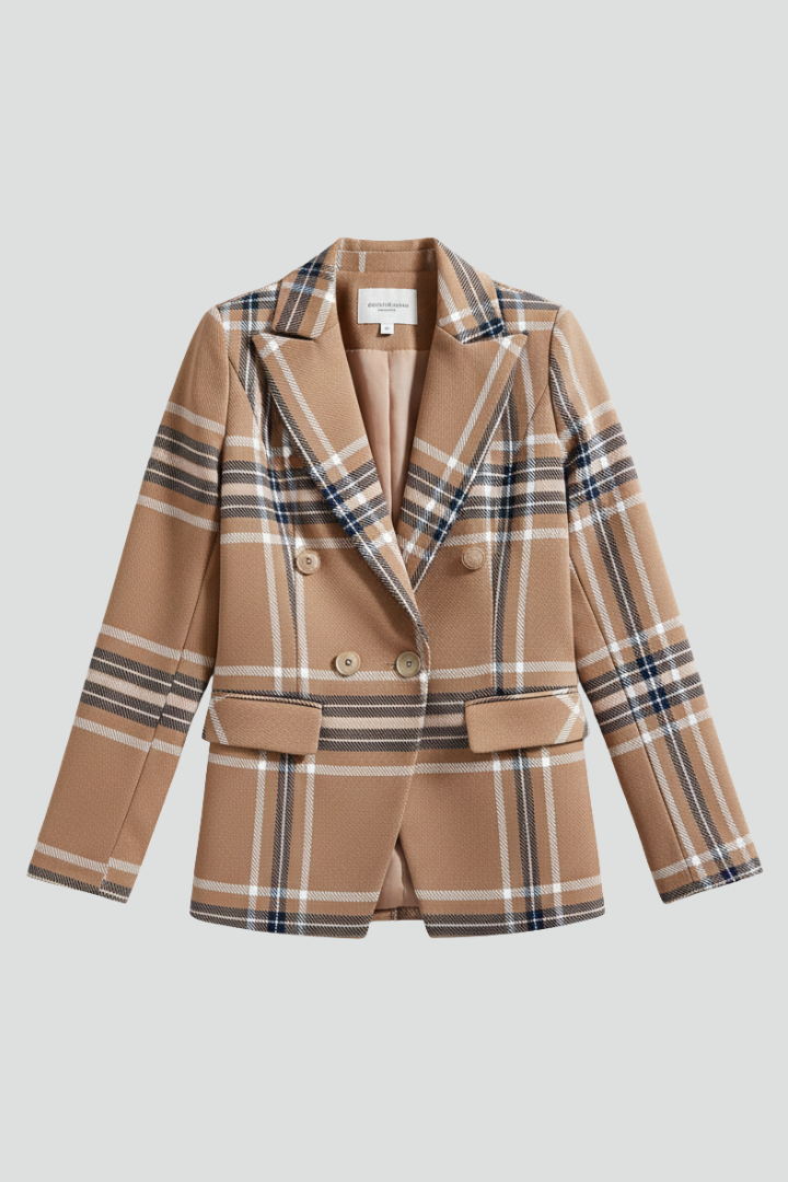 Women's stylish open front blazer with classic lapels, ideal for professional wear and business casual.