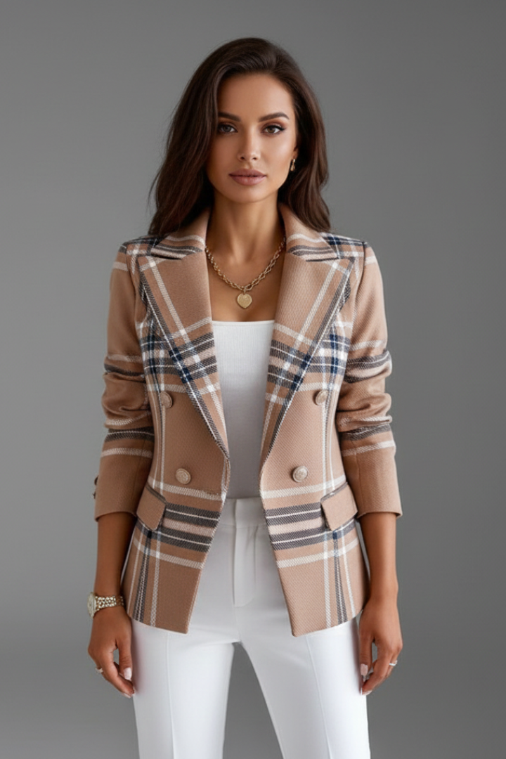 Ladies' versatile open front jacket, perfect for office attire, featuring classic lapels and a structured fit.