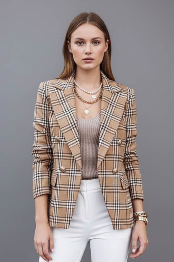 Fashionable open front women's blazer, a chic lapel jacket for business casual outfits and professional wear.