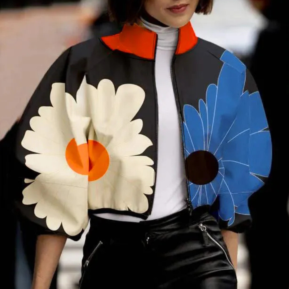 Trendy women's short jacket, designed as modern versatile outerwear for ultimate spring-fall style.