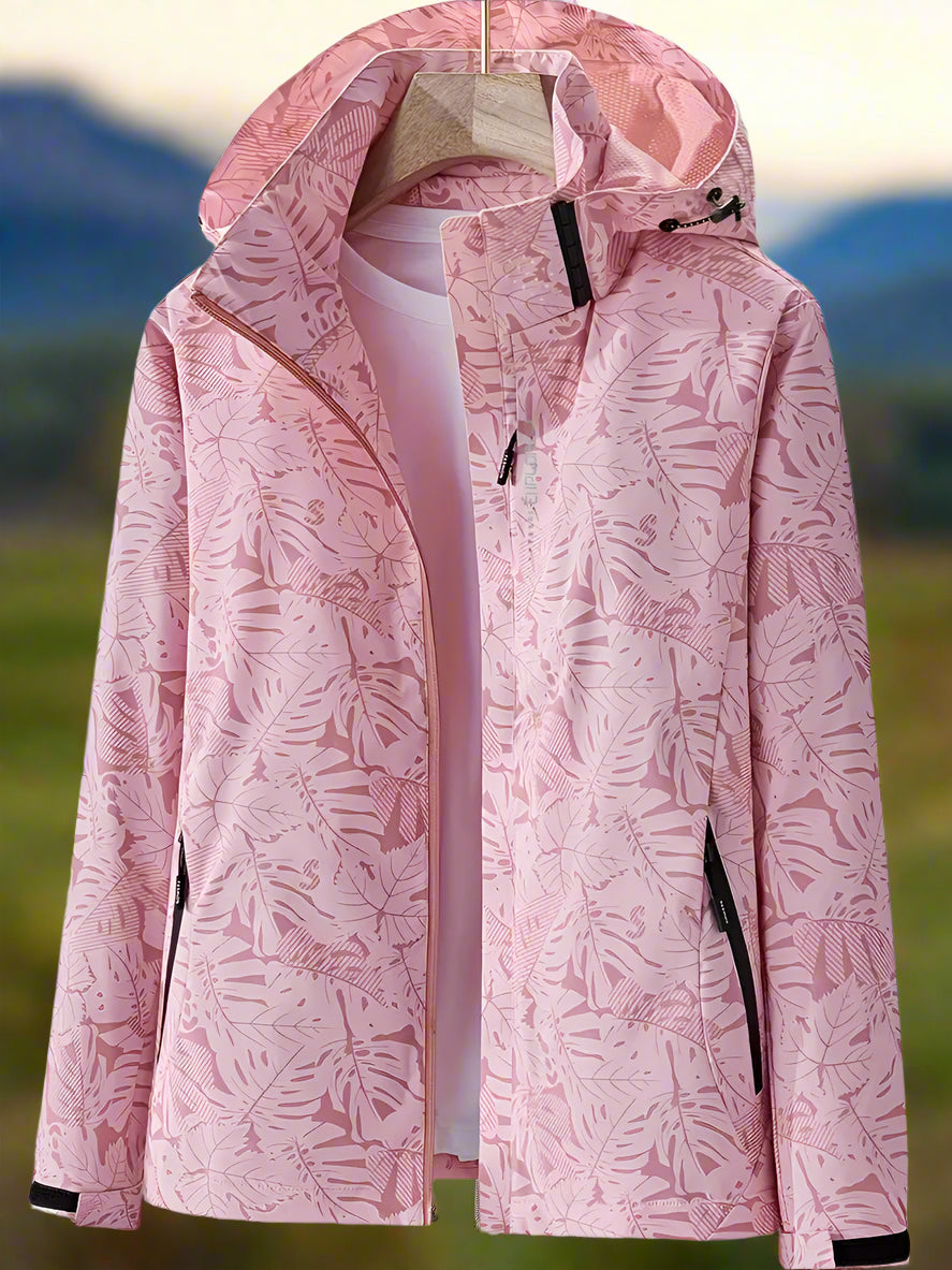 Active women's lightweight waterproof summer jacket, breathable outerwear for hiking & outdoor activities in style.