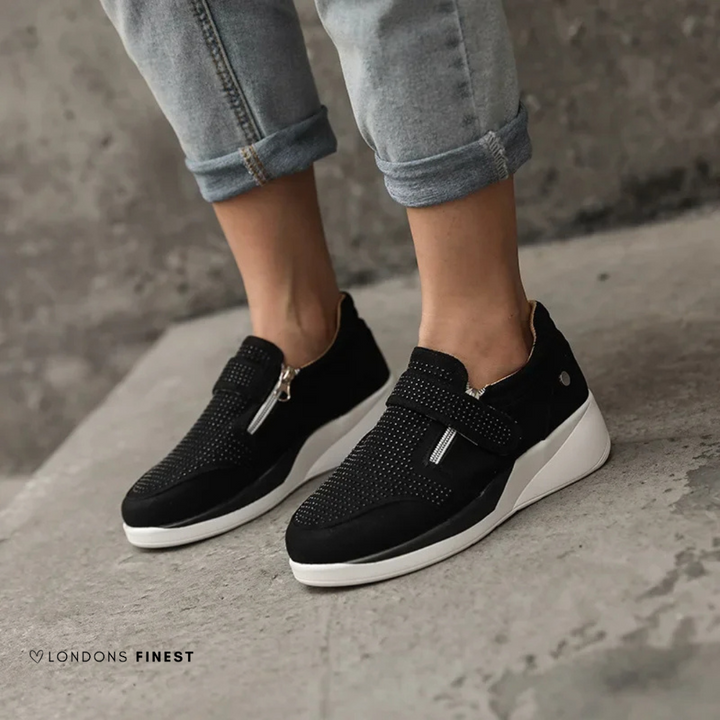 Comfortable women's walking sneakers with superior cushioned arch support, perfect for active everyday wear.