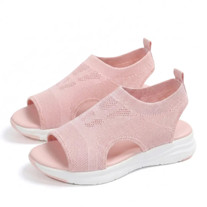Women's wedge sandals, slip-on design with orthopedic walking support for summer.