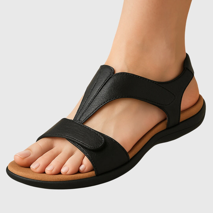 Perfect summer walking sandals for women. T-Bar, adjustable hook loop, orthopedic arch support & comfort.