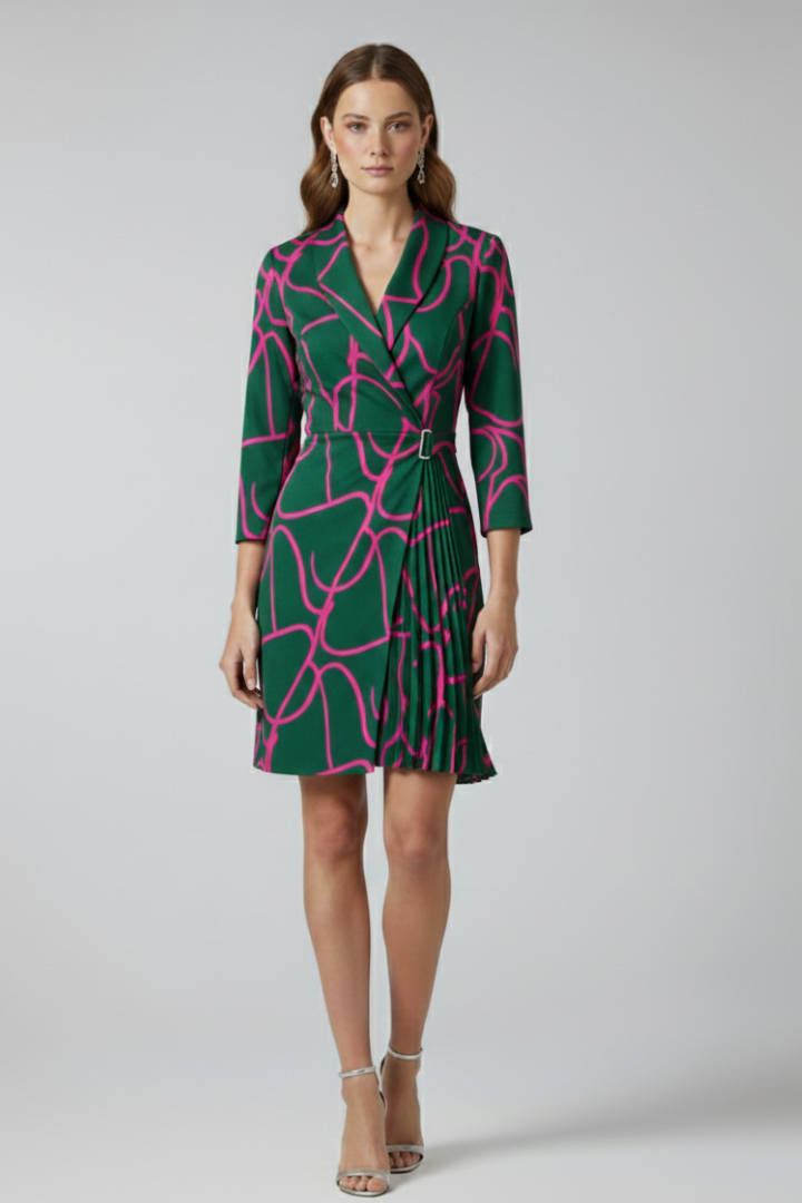 Elegant women's blazer dress for office wear or formal events, featuring a stylish notched collar.