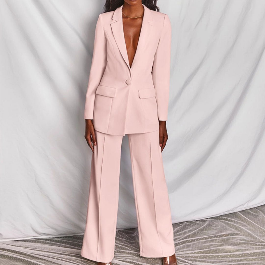 Stylish women's blazer and pants set. Versatile professional workwear.