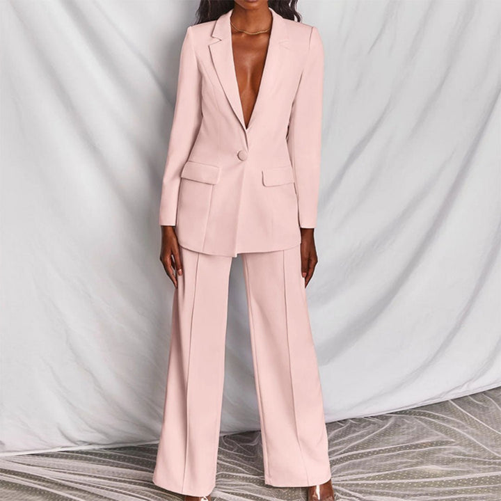 Stylish women's blazer and pants set. Versatile professional workwear.
