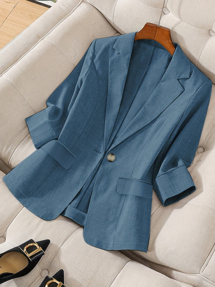 Professional women's cropped blazer, tailored for business casual style & office wear.