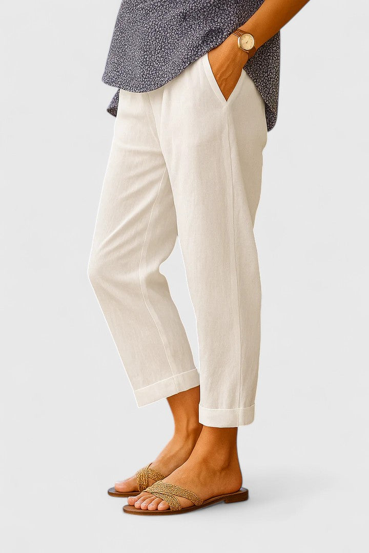 Chic women's straight leg ankle pants with pockets, perfect for spring/summer fashion, tailored for comfort.
