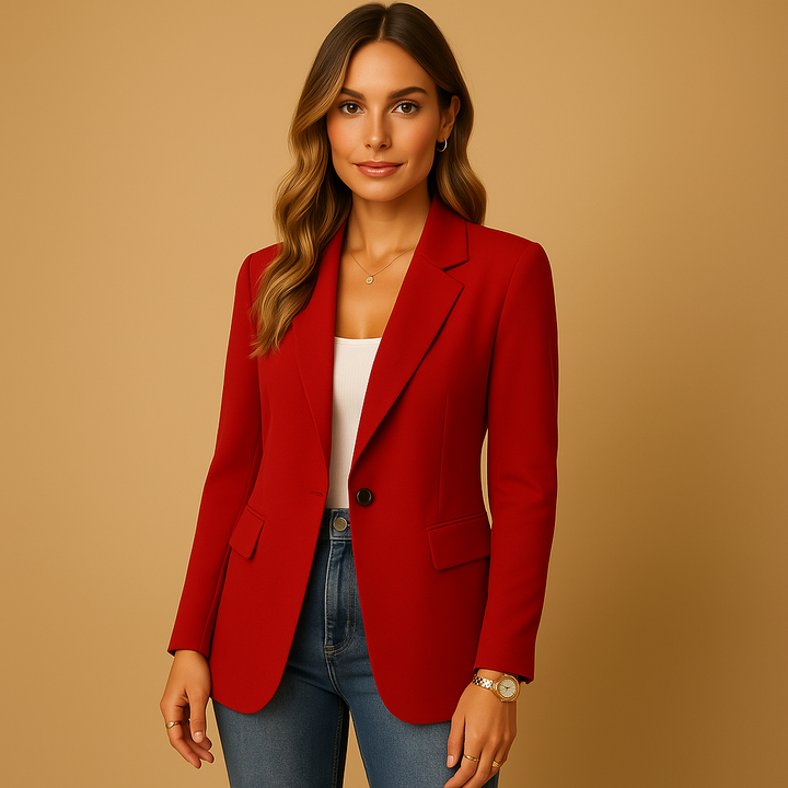 Versatile women's stretch blazer jacket, suitable for both office wear and chic casual ensembles. Modern style.