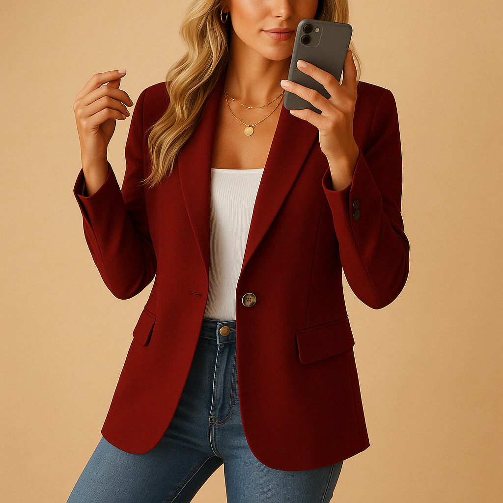 Stylish women's stretch blazer, a tailored jacket designed for comfortable professional and smart casual dressing.