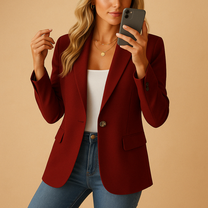Stylish women's stretch blazer, a tailored jacket designed for comfortable professional and smart casual dressing.
