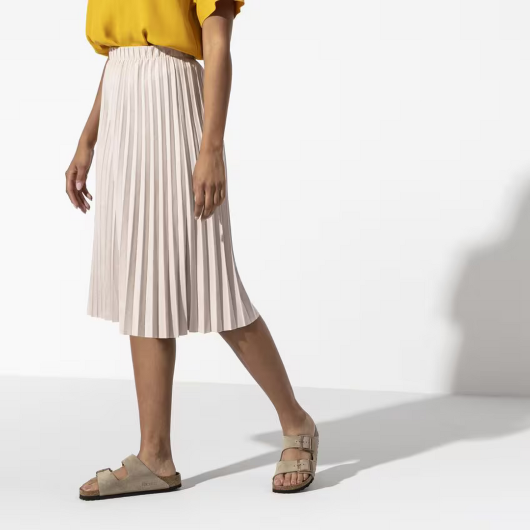 Stylish taupe women's casual sandals, versatile summer footwear with an ergonomic anatomical footbed.