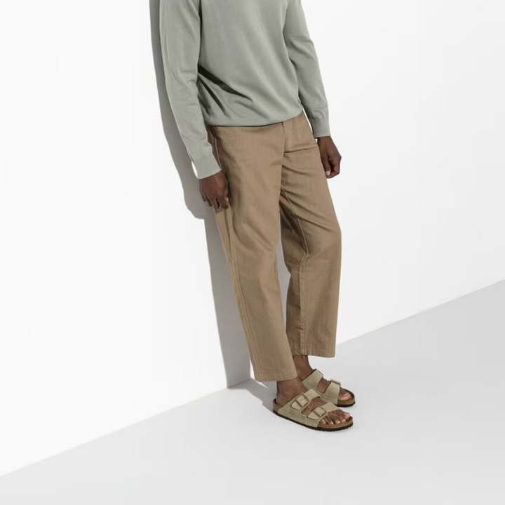 Taupe women's comfort sandals, casual summer footwear featuring an anatomical footbed & adjustable strap.