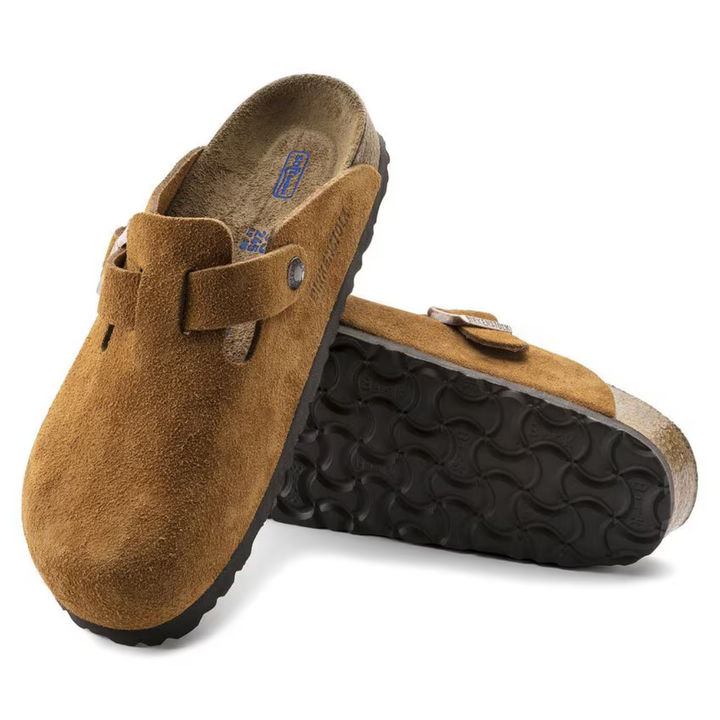 Comfortable women's taupe slip-on clogs featuring an anatomical footbed for all-day support.