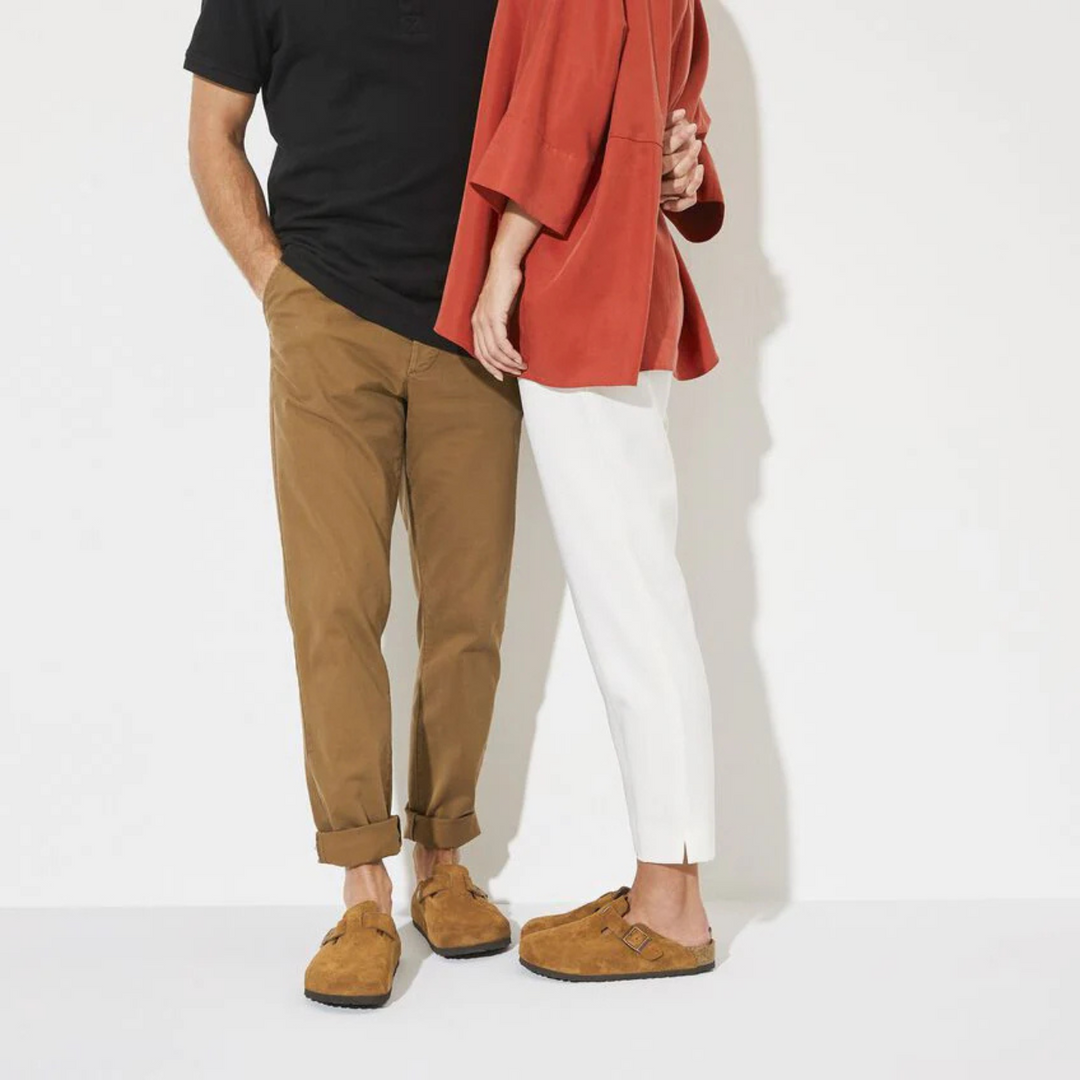 Convenient taupe slip-on clogs for women, designed with a cushioned anatomical footbed.
