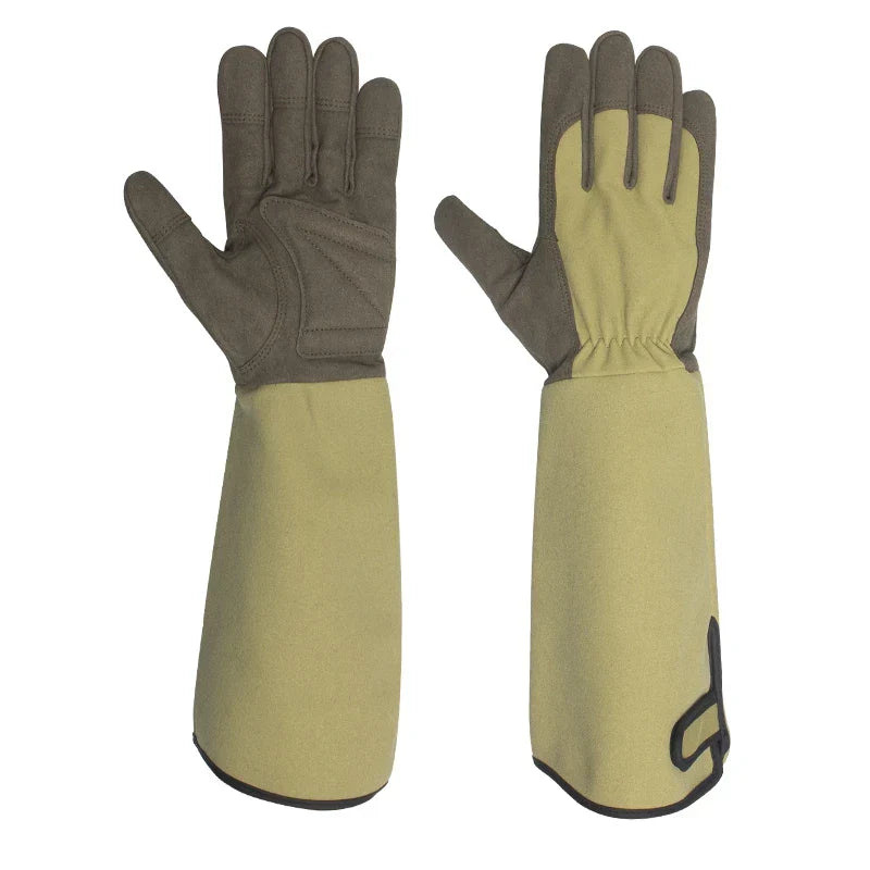 Women's thorn-proof rose gardening gloves with long cuffs for ultimate arm protection.