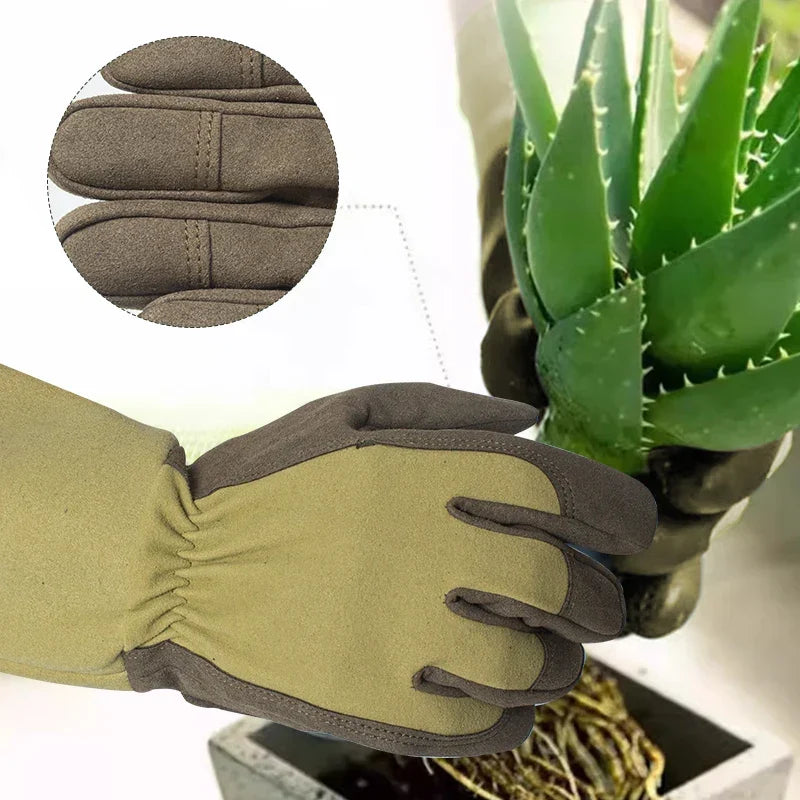 Breathable women's garden gloves, durable & thorn resistant for planting & protection.