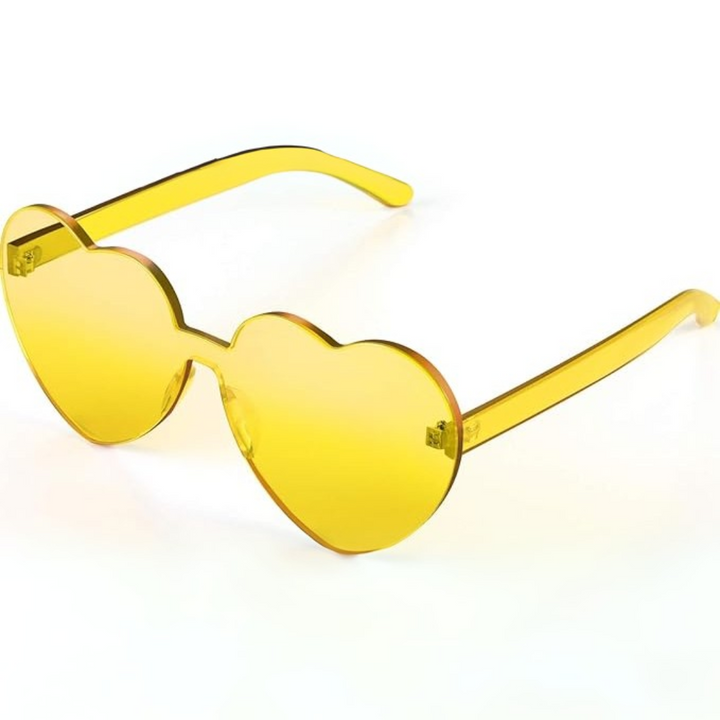 Women's unique heart shape rimless transparent sunglasses. Trendy and chic accessory.