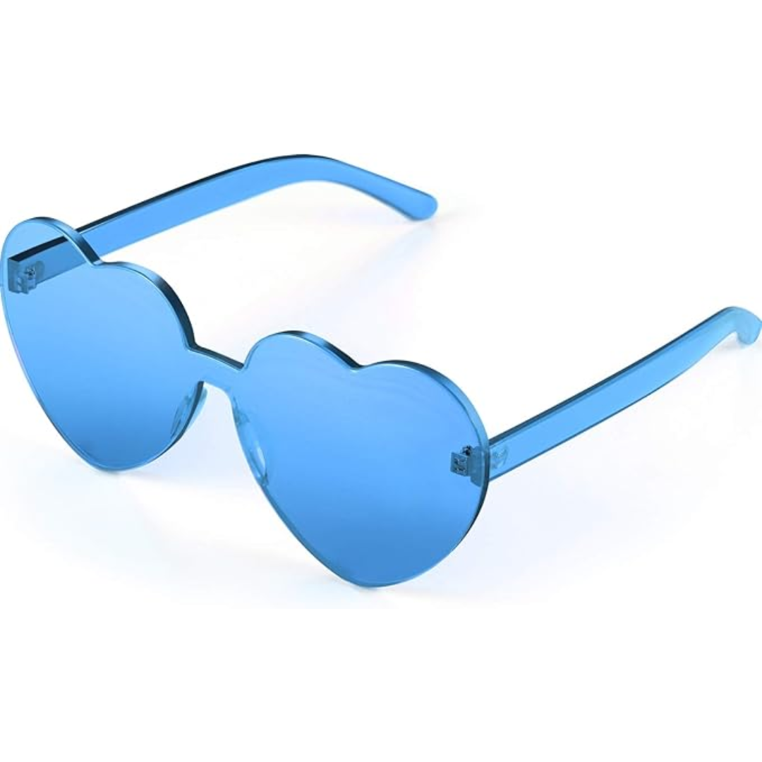 Fashionable women's clear rimless heart sunglasses. Chic and trendy eyewear.
