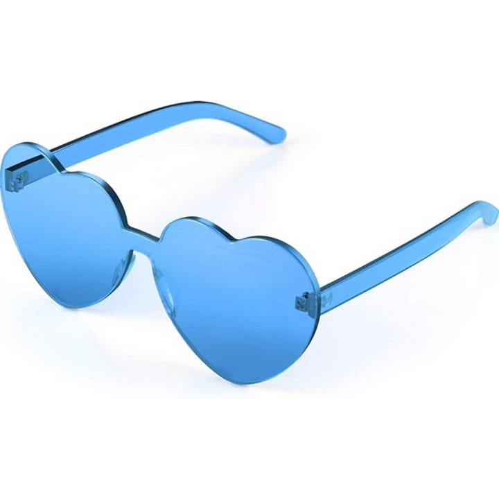 Fashionable women's clear rimless heart sunglasses. Chic and trendy eyewear.