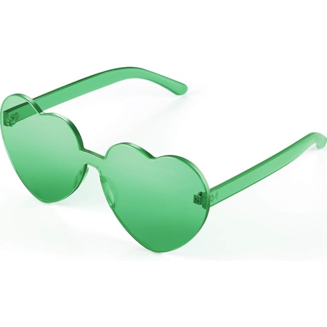 Clear heart-shaped rimless sunglasses for women. Modern & fashionable accessory.
