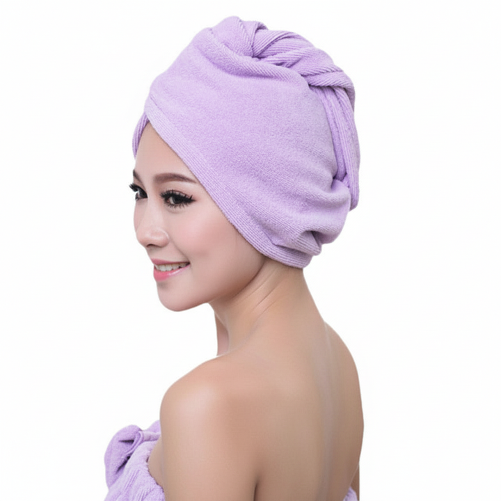 Women's microfiber hair drying towel, super absorbent head wrap for fast, damage-free hair care.