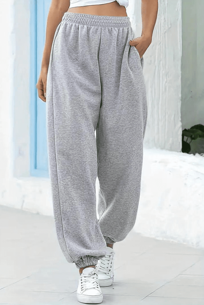 Women's Ultra-Comfort High-Rise Joggers with Elastic Waist for everyday casual wear.