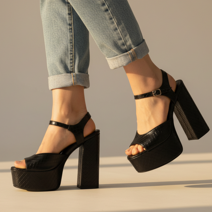 Women's fashionable platform sandals with a high block heel for confident, elegant strides.