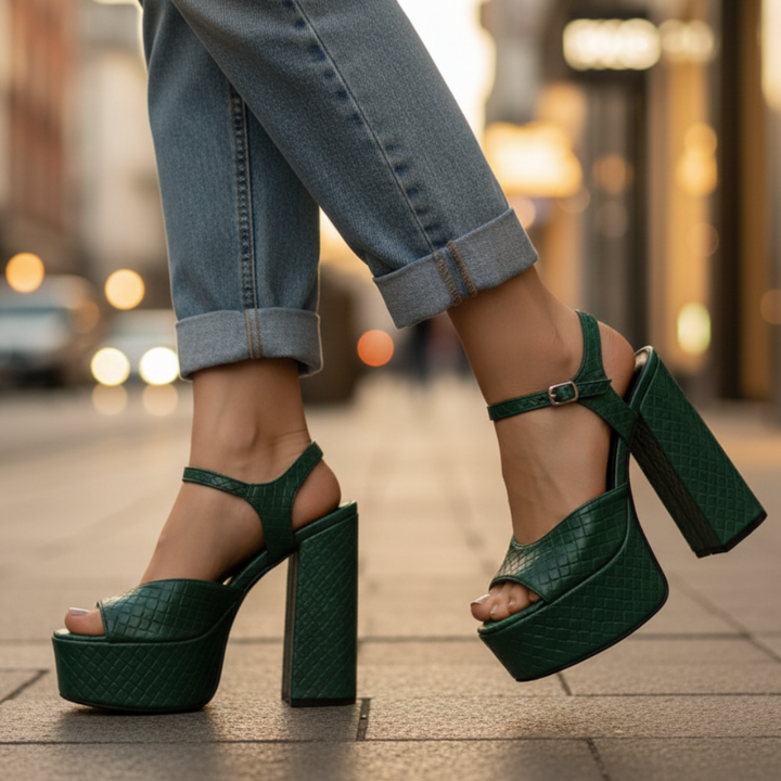 Ultra high block heel platform sandals for women, designed for stylish summer fashion.