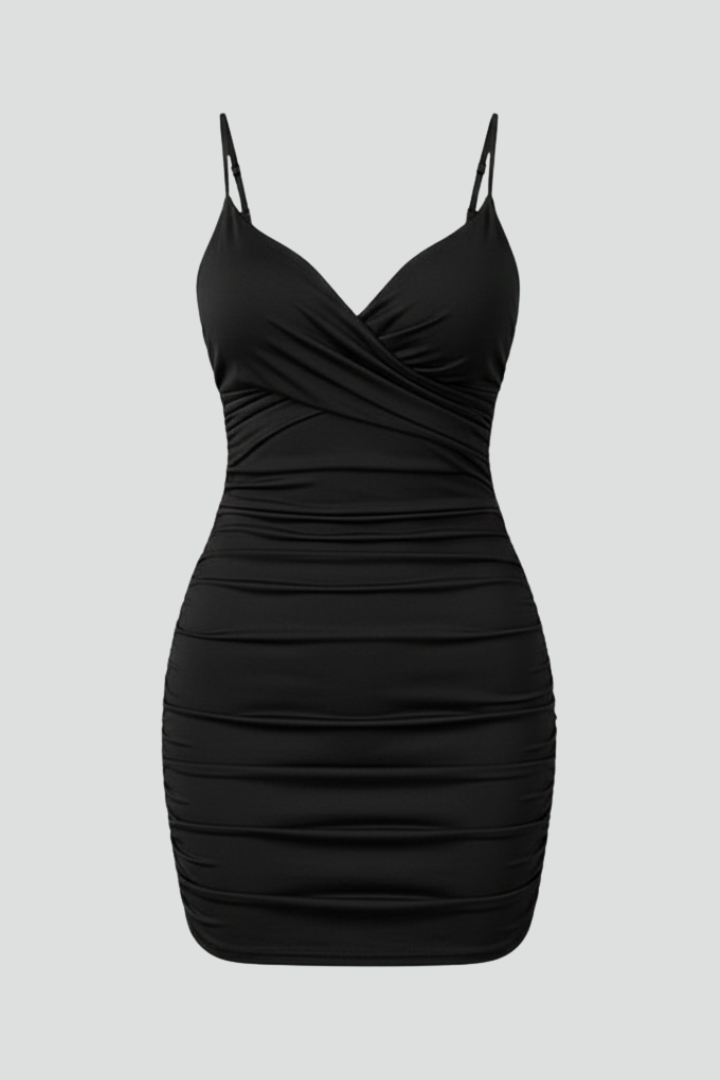 Women's V-neck mini dress with adjustable straps, perfect for summer parties or casual wear.