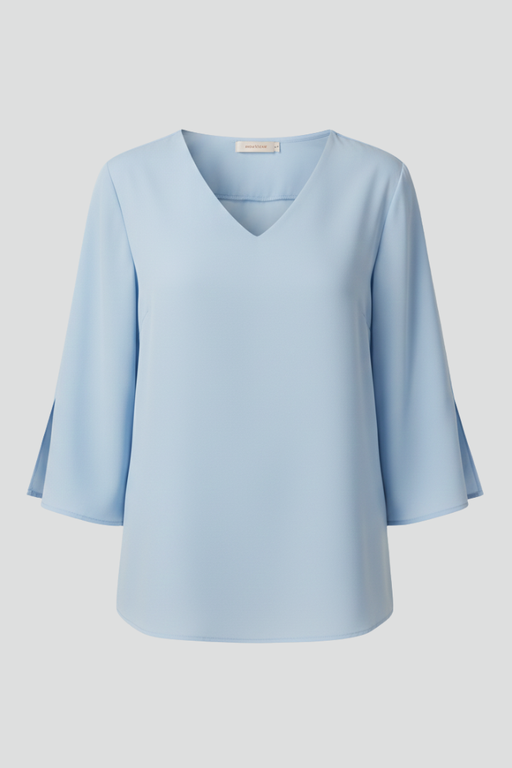 Women's V-neck short sleeve casual blouse, relaxed fit, perfect for everyday wear.