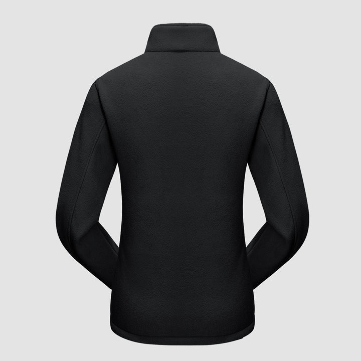Close-up of the logo on the Verona 3-in-1 women's jacket, subtle branding on outdoor wear.