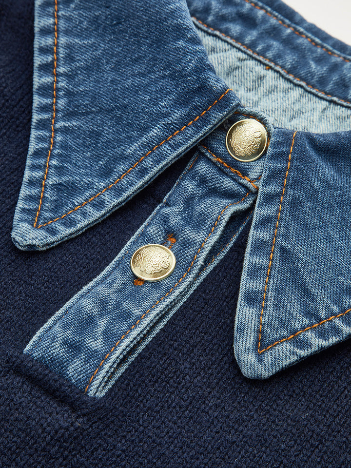 Fashionable women's 2-in-1 lapel sweater, a comfortable and chic versatile top for elegant casual style.