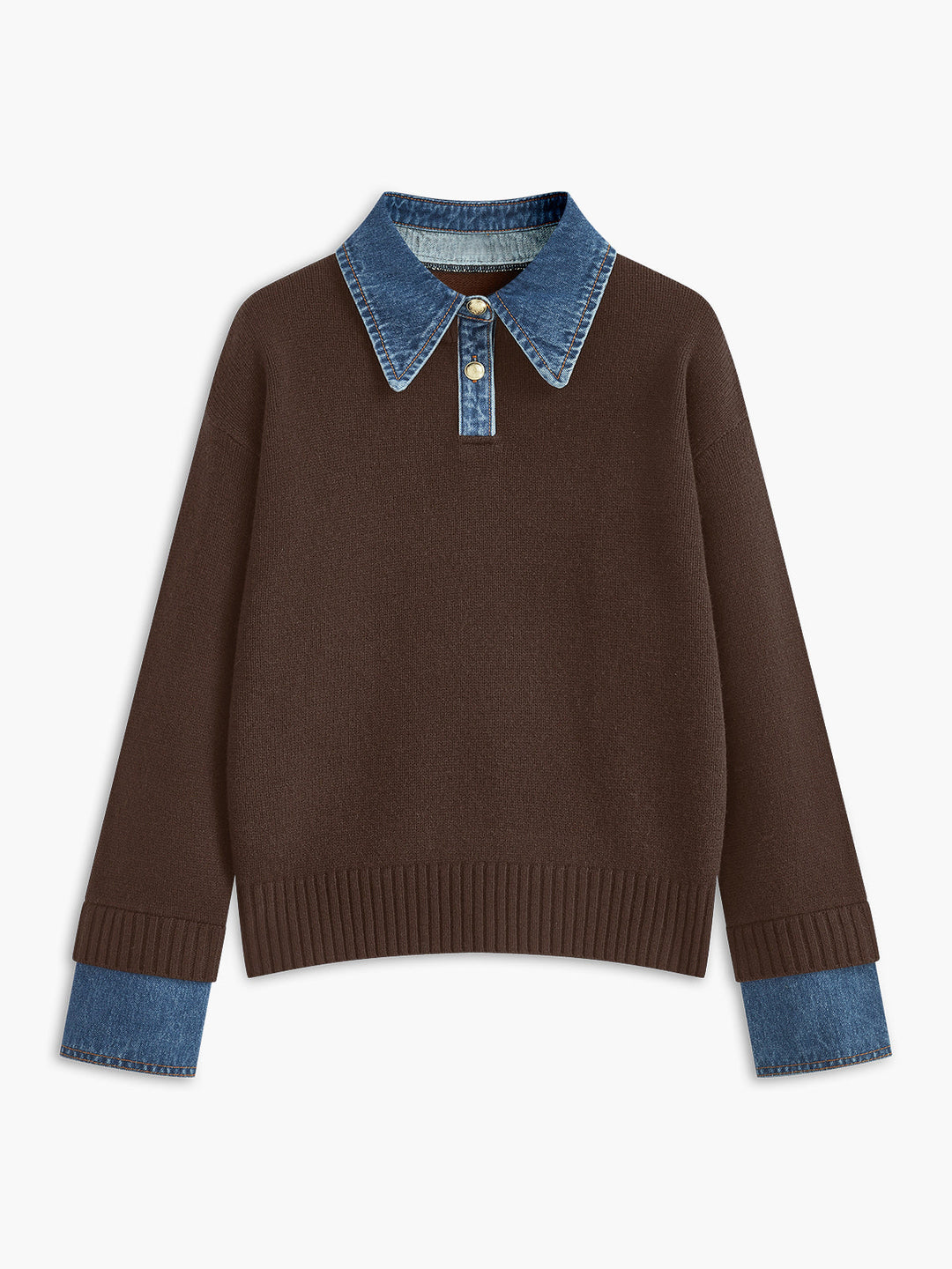 Sophisticated women's 2-in-1 lapel sweater, perfect for office wear or elegant leisure, a versatile top.