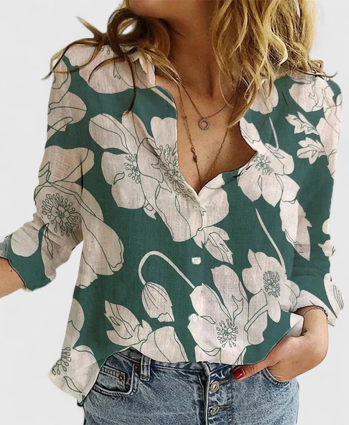 Versatile women's button down shirt, long sleeve with a soft lapel collar for any look.