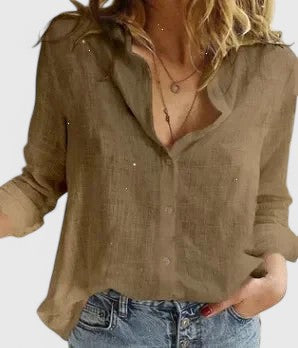 Everyday women's lapel collar top, a casual button down blouse for versatile styling.