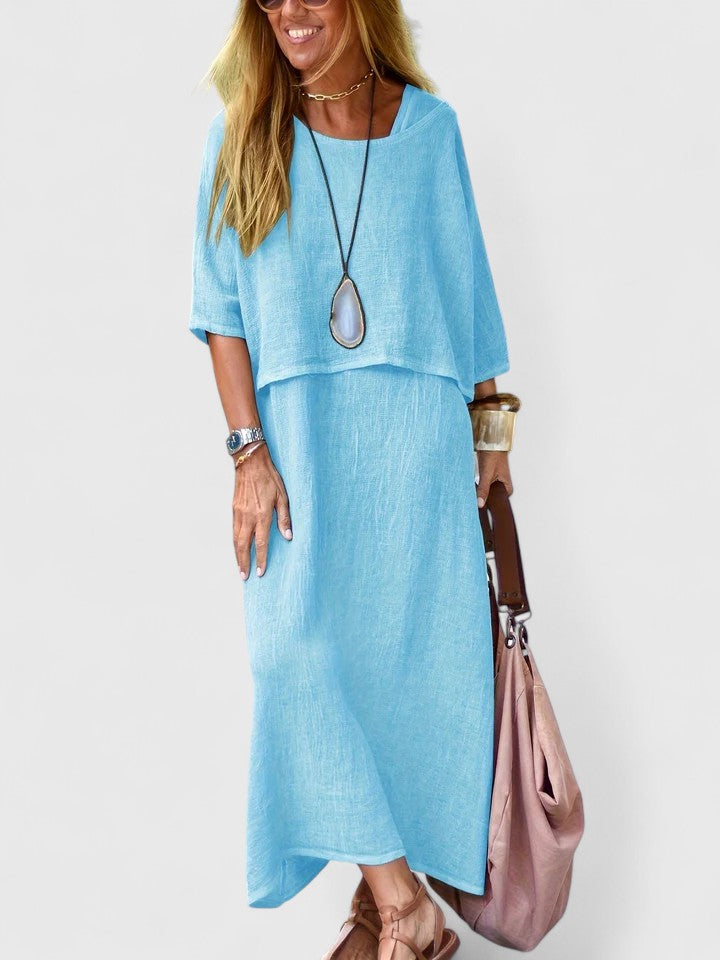 Effortless style women's two-piece maxi dress set, featuring a relaxed fit for ultimate comfort.