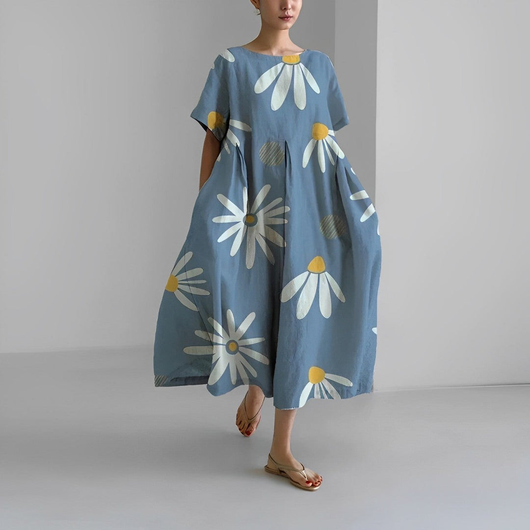 Bright & vibrant floral print maxi dress for women, a comfortable and flowy summer fashion statement.