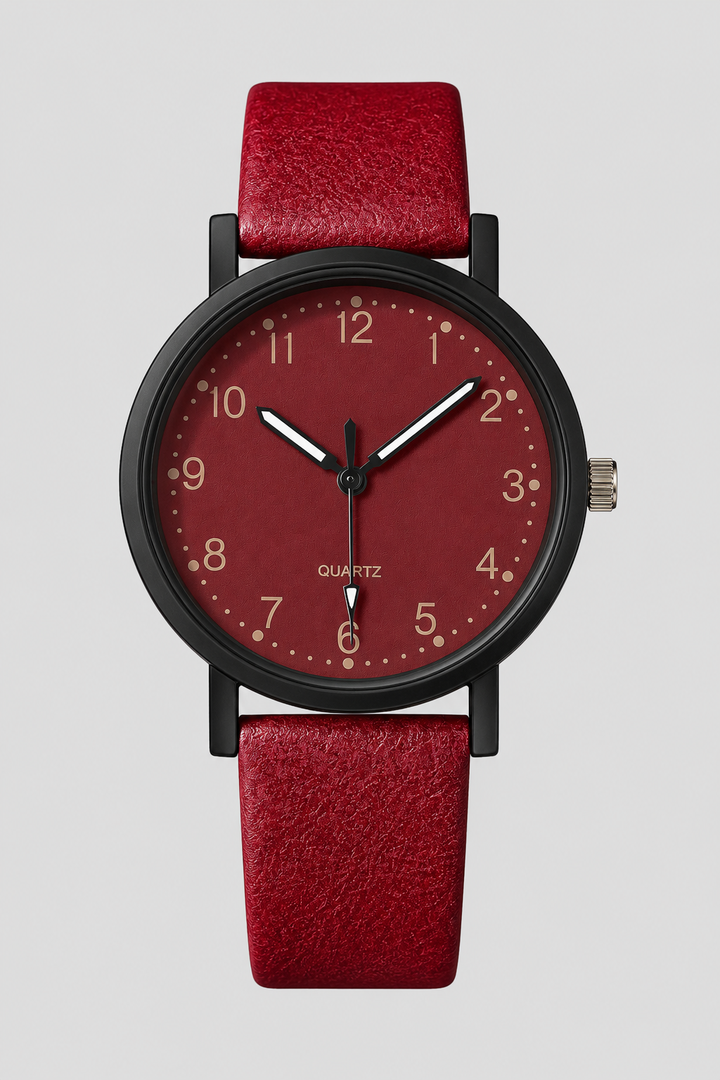 Fashionable women's watch, perfect for daily wear, showcasing a vintage aesthetic and a sleek leather band.