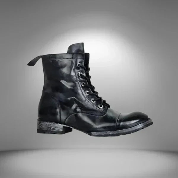 Stylish women's vintage combat boots with lace-up front, ideal for adding an edgy touch to fall fashion outfits.