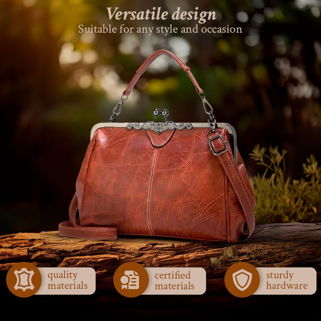 Stylish women's vintage cross body bag in genuine leather, classic and timeless accessory.