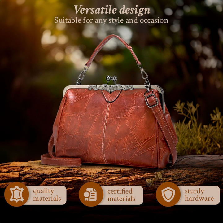 Stylish women's vintage cross body bag in genuine leather, classic and timeless accessory.