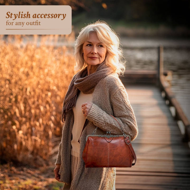 Timeless women's vintage leather shoulder bag, elegant design perfect for any outfit.