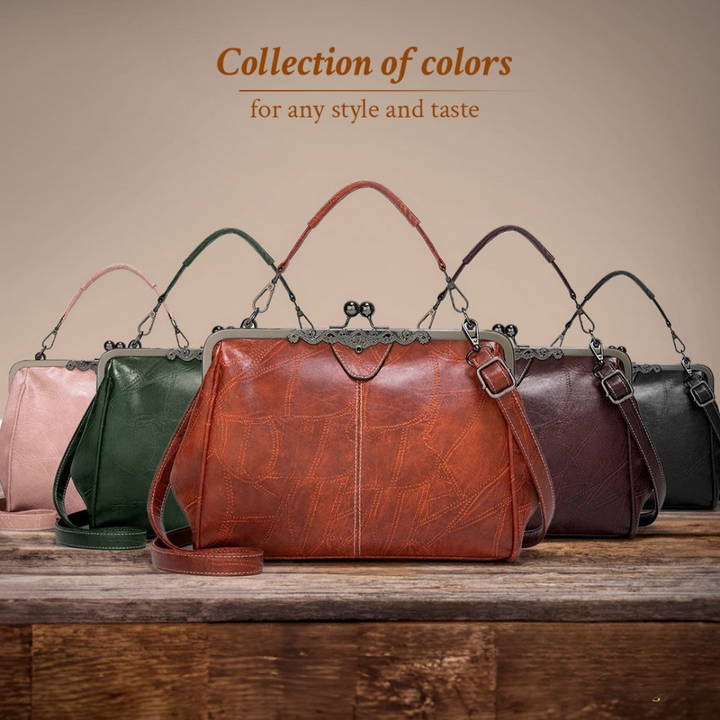 Durable women's vintage leather handbag, classic style accessory for fashion-conscious women.